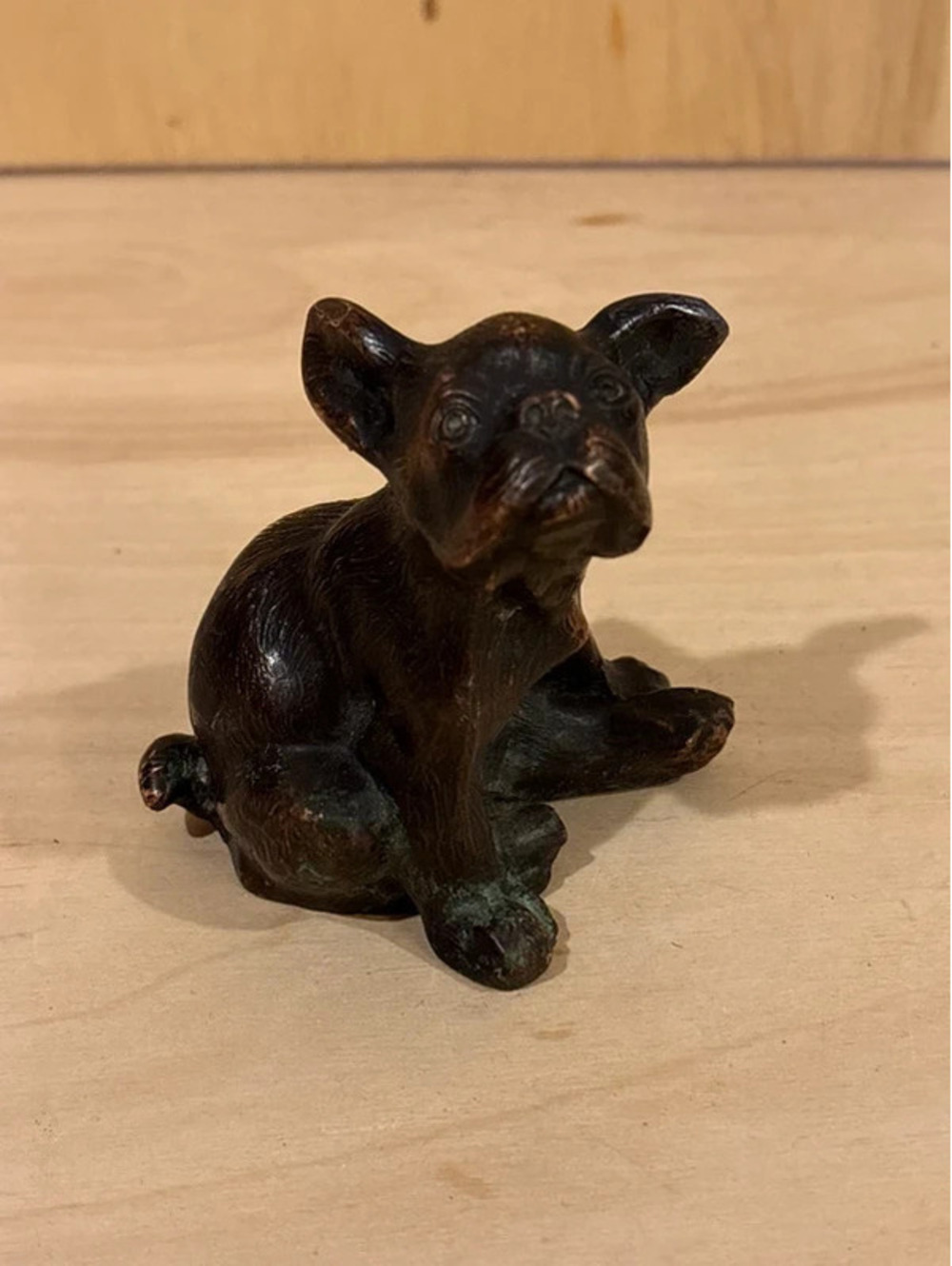Vintage Bronze French Bulldog Figurine Seated Dog Statue Dahl Jensen Style
